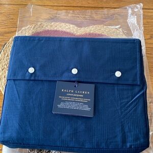 Ralph Lauren Organic Cotton Lovan Jacquard Full Size Fitted Sheet in Navy